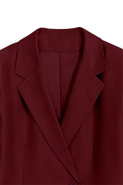 Seyyar Kemerli Blazer Ceket Bordo