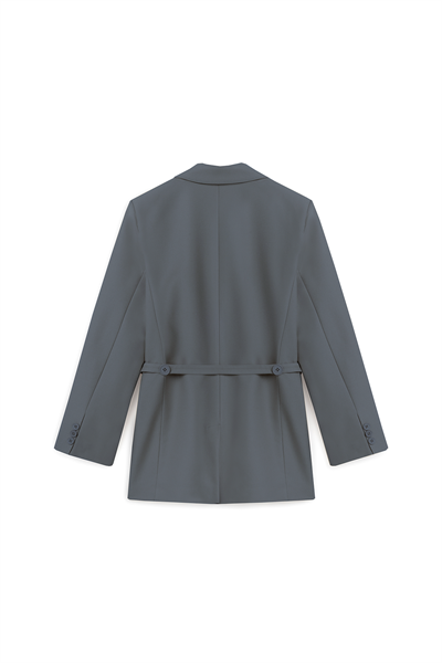 Seyyar Kemerli Blazer Ceket Gri