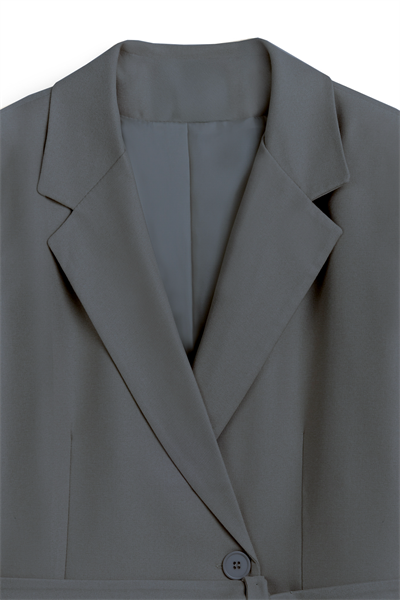 Seyyar Kemerli Blazer Ceket Gri