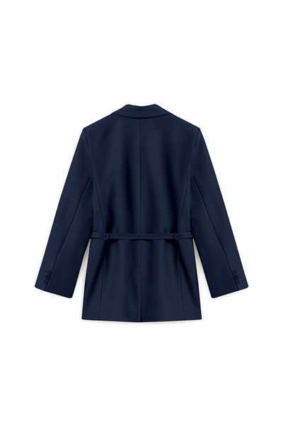 Seyyar Kemerli Blazer Ceket Lacivert