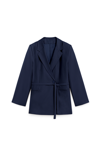 Seyyar Kemerli Blazer Ceket Lacivert