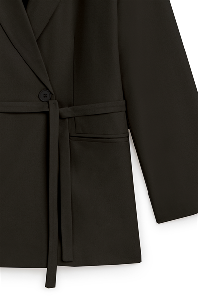 Seyyar Kemerli Blazer Ceket Siyah