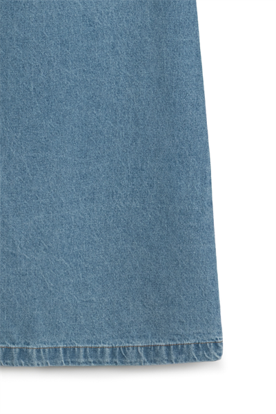 Uzun Çan Denim Etek Açık Mavi
