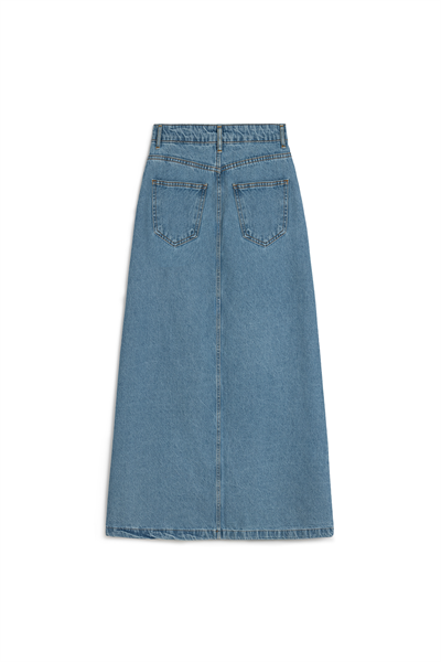 Uzun Çan Denim Etek Açık Mavi