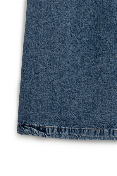 Uzun Çan Denim Etek Mavi Kar Yıkama