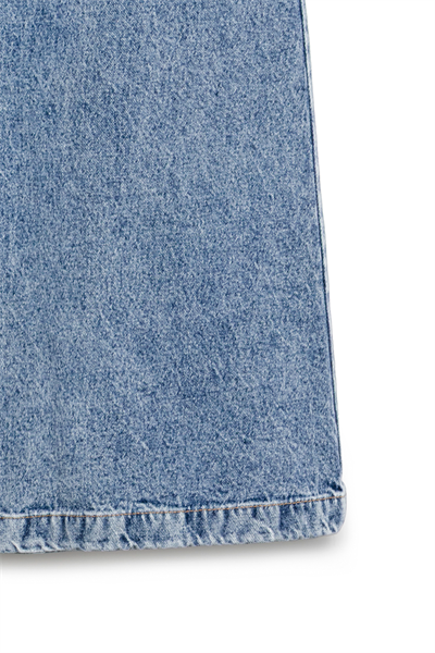 Uzun Çan Denim Etek Mavi Kar Yıkama