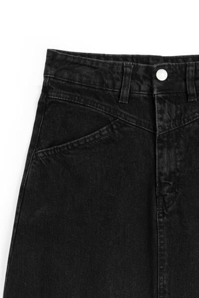 Uzun Püsküllü Denim Etek Antrasit