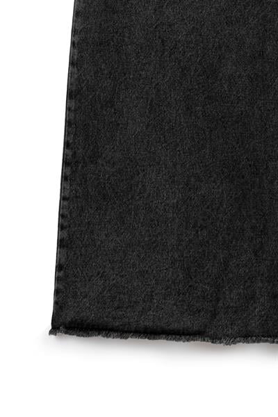 Uzun Püsküllü Denim Etek Koyu Füme