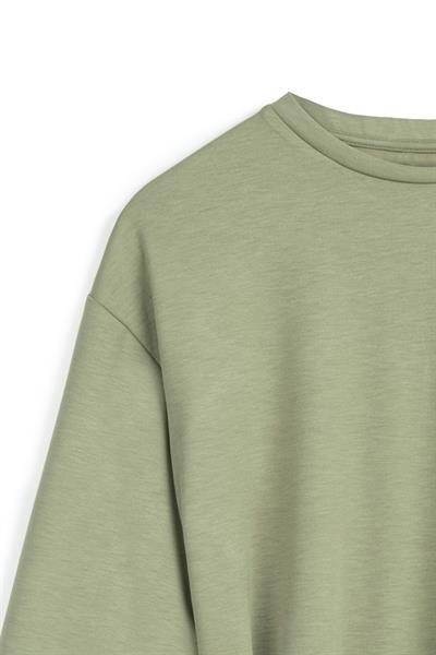 Uzun Sweat Elbise Yağ Yeşili