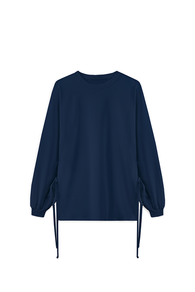 Yanı Bağcıklı Sweat Lacivert