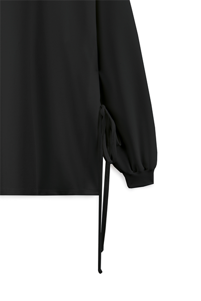 Yanı Bağcıklı Sweat Siyah