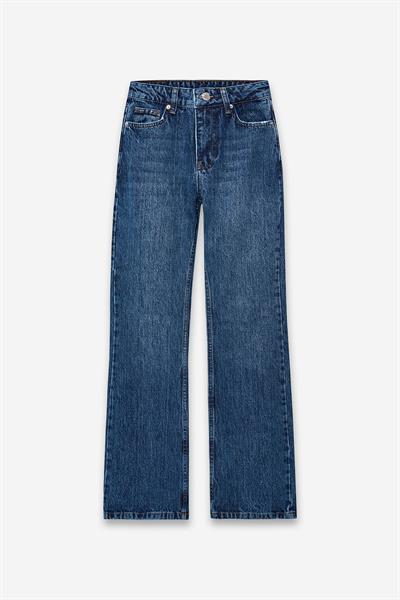Yüksek Bel Flare Koyu Mavi Jean