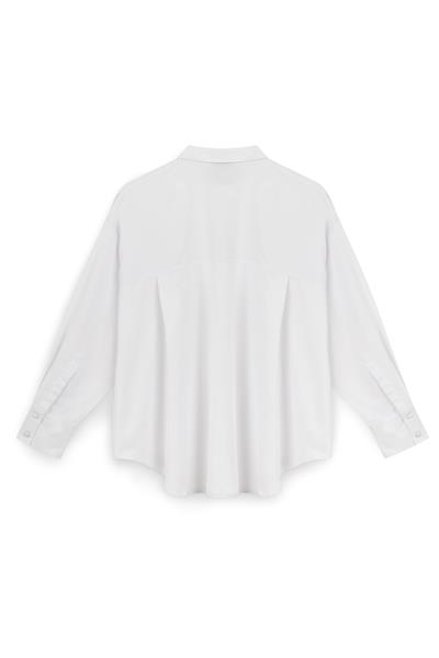Yumuşak Dokulu Oversize Gömlek Beyaz
