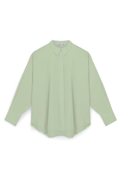 Yumuşak Dokulu Oversize Gömlek Mint