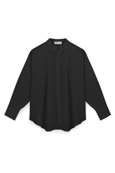 Yumuşak Dokulu Oversize Gömlek Siyah