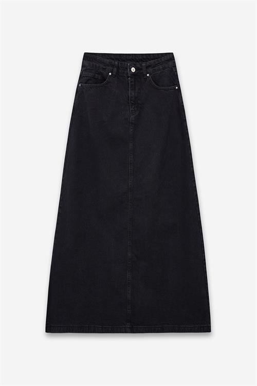 Uzun Çan Denim Etek Antrasit