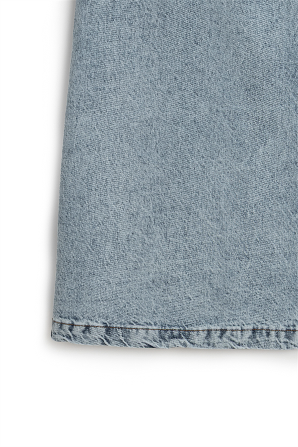 Uzun Çan Denim Etek Buz Mavi
