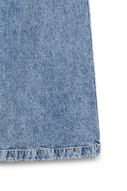Uzun Çan Denim Etek Mavi Kar Yıkama