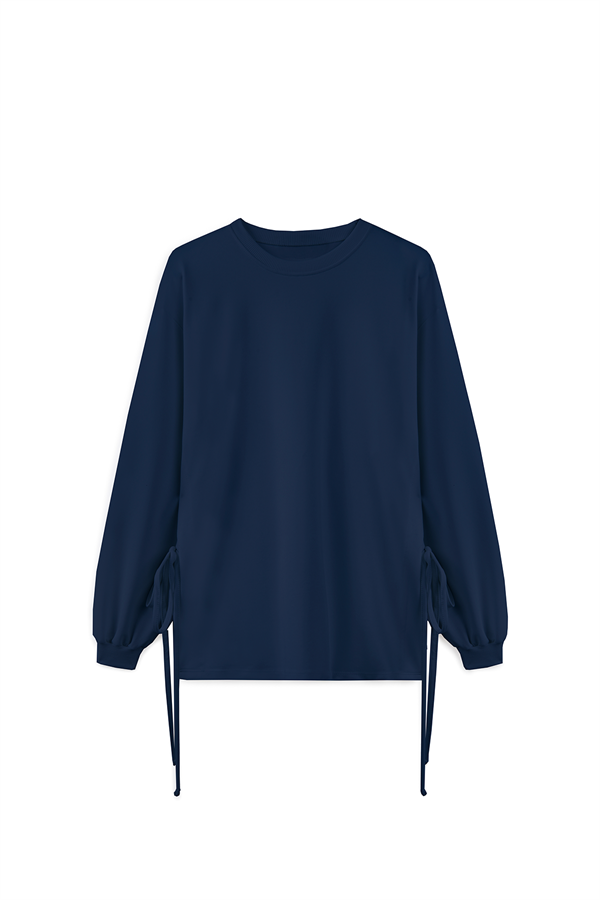 Yanı Bağcıklı Sweat Lacivert