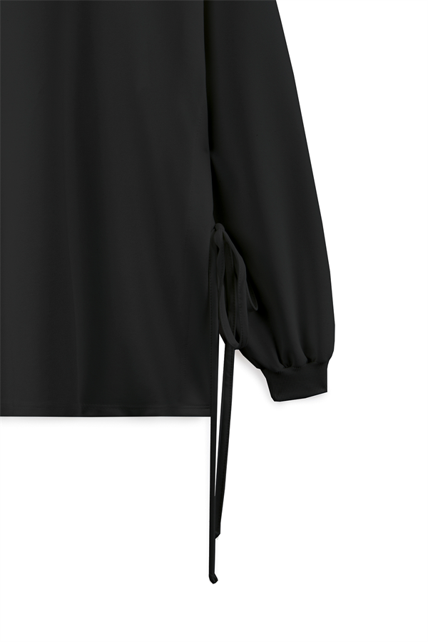 Yanı Bağcıklı Sweat Siyah