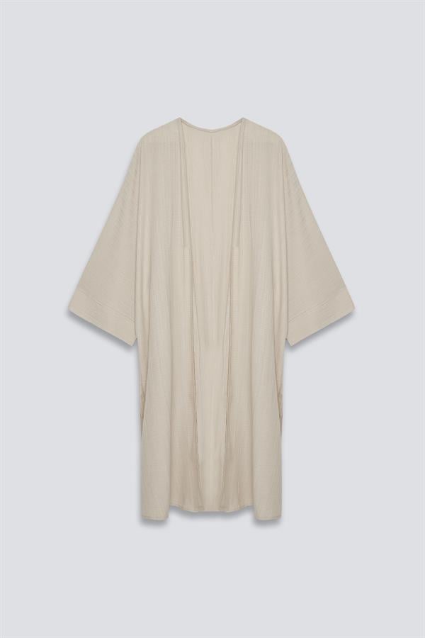 Yanı Yırtmaçlı Uzun Kimono Takım Taş