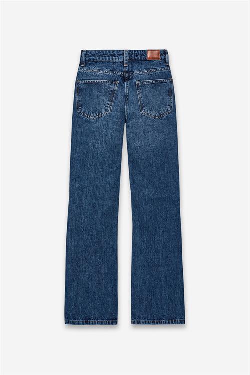 Yüksek Bel Flare Koyu Mavi Jean