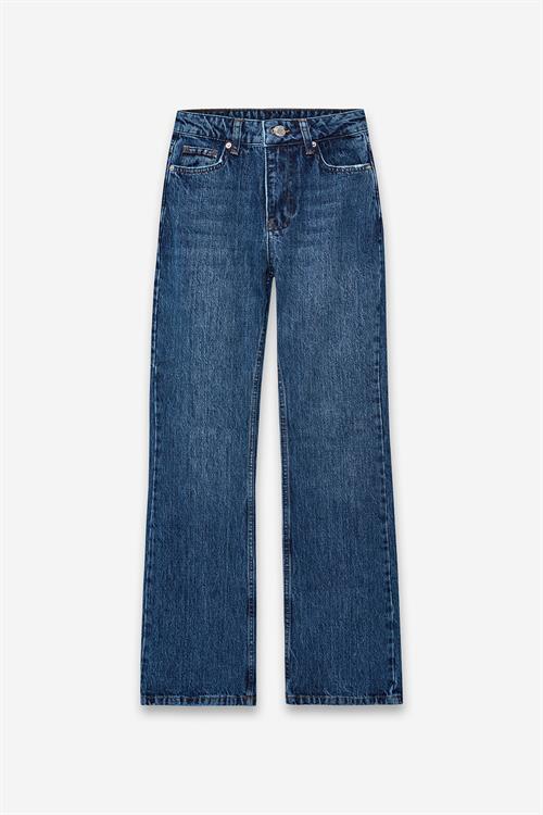 Yüksek Bel Flare Koyu Mavi Jean