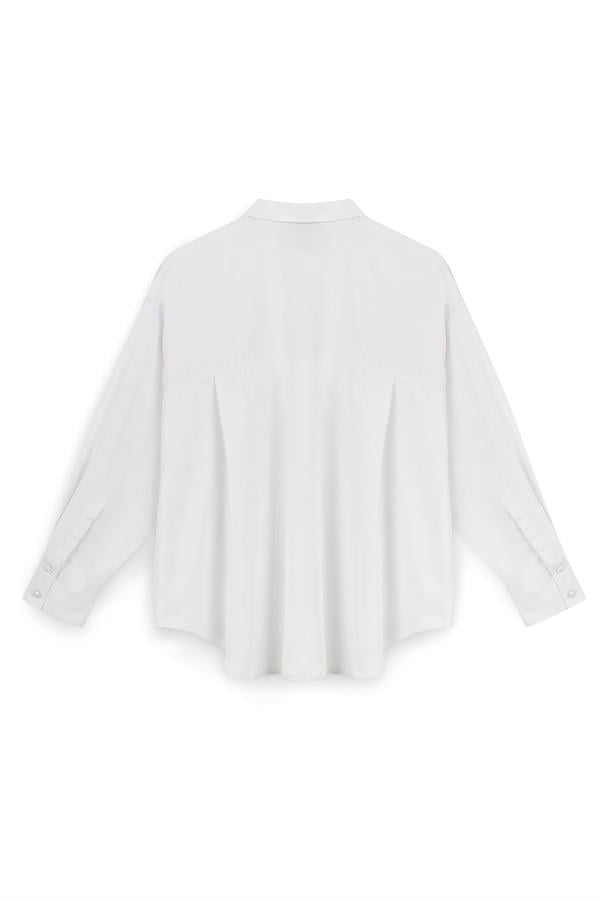 Yumuşak Dokulu Oversize Gömlek Beyaz