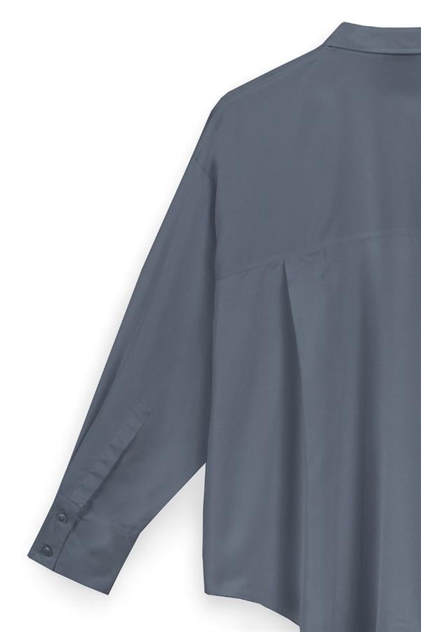 Yumuşak Dokulu Oversize Gömlek Gri