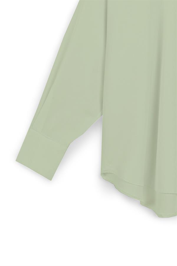 Yumuşak Dokulu Oversize Gömlek Mint