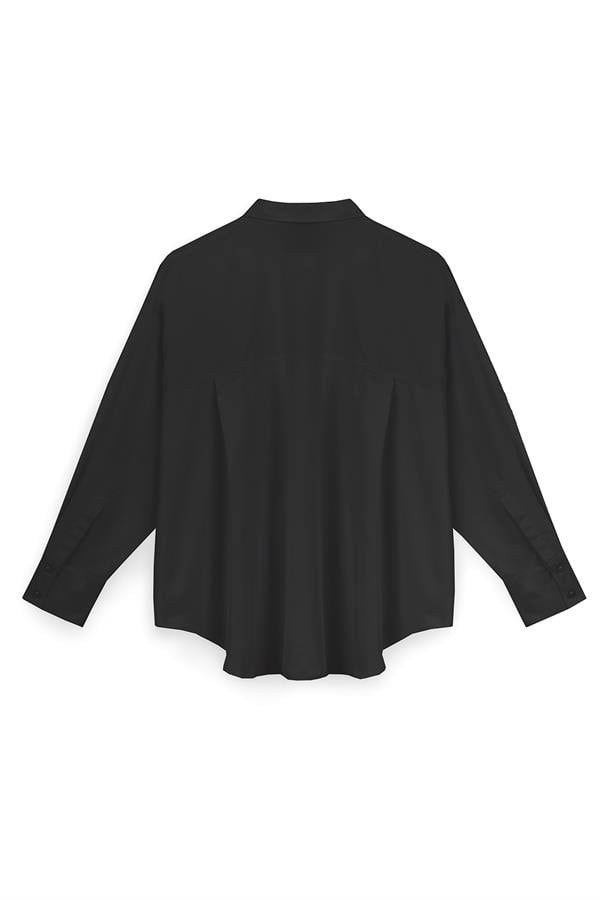 Yumuşak Dokulu Oversize Gömlek Siyah