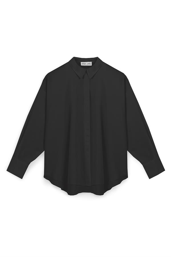 Yumuşak Dokulu Oversize Gömlek Siyah