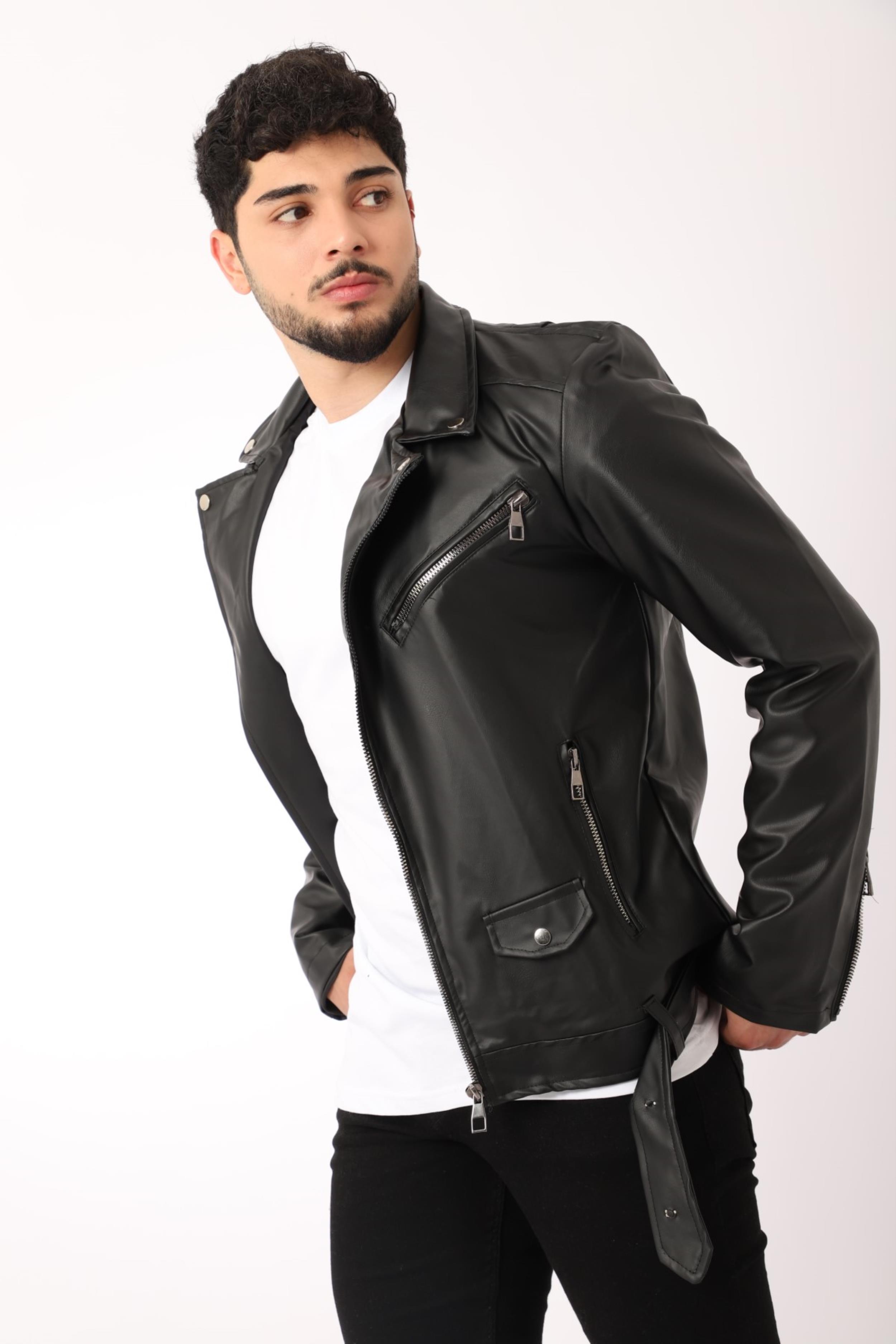 Stil Kombin Kuzey Beli Kemerli Suni Deri Ceket BL 1261