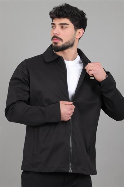 Diagonel Kumaş Yakalı Fermuarlı Mevsimlik Mont PLDP 3031_60391