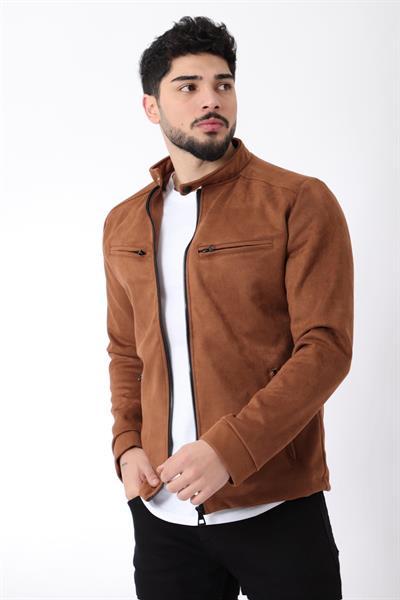 Stil Kombin Göğüs Fermuarlı Hakim Yaka Süet Mevsimlik Mont PLDP 2904_60061