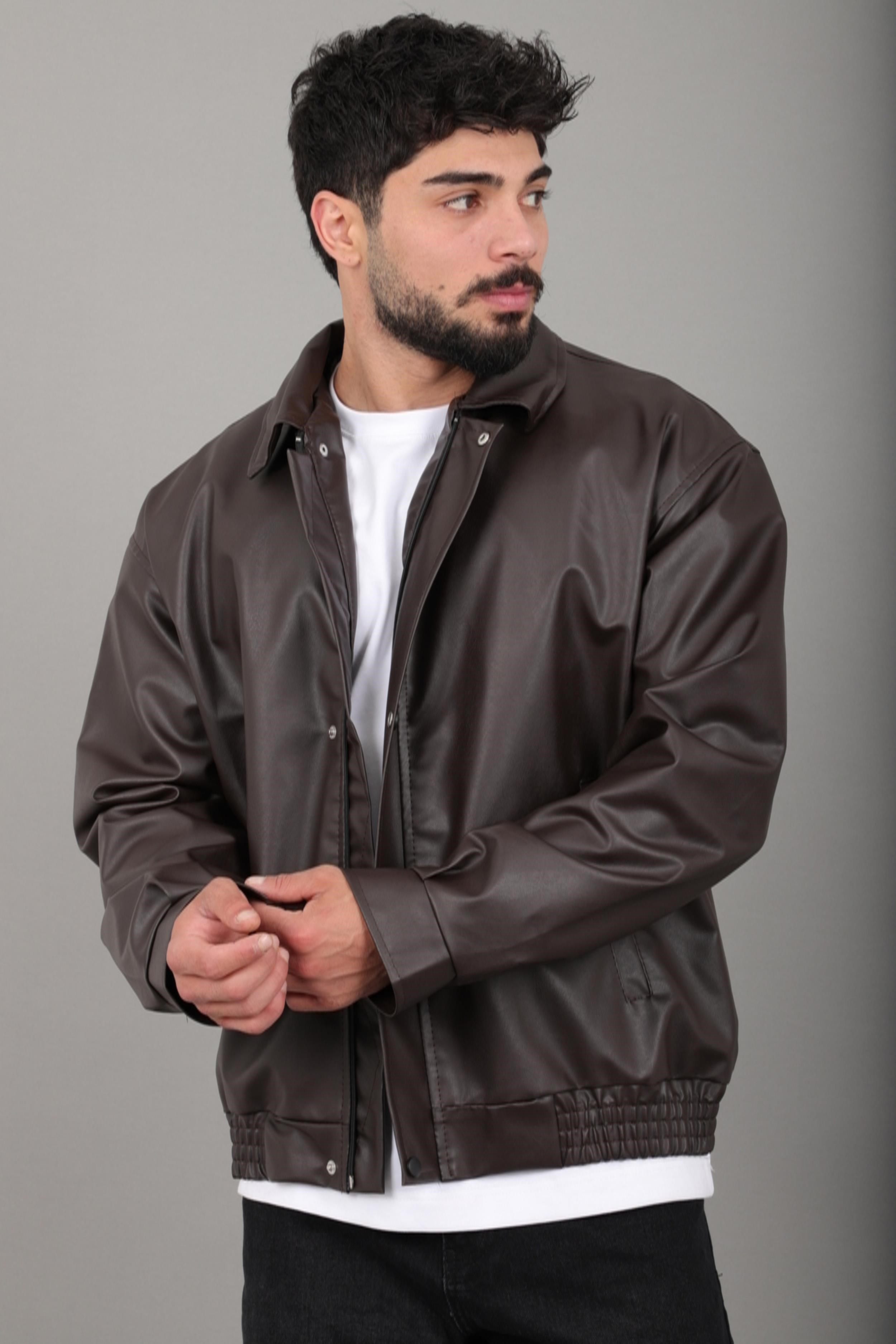 Bel Lastikli Oversize Suni Deri Mont  Bl 1731_50379