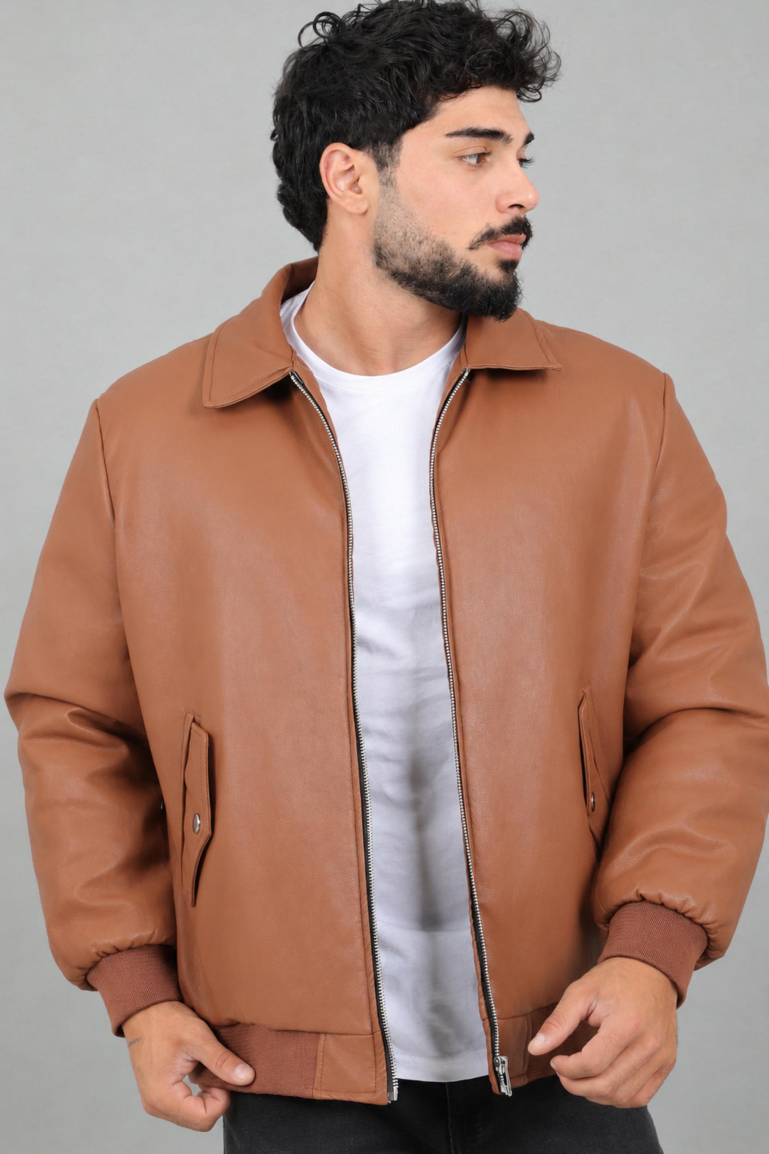 Cep Detay Dolumlu İçi Kürklü Suni Deri Mont KMD 897_50533