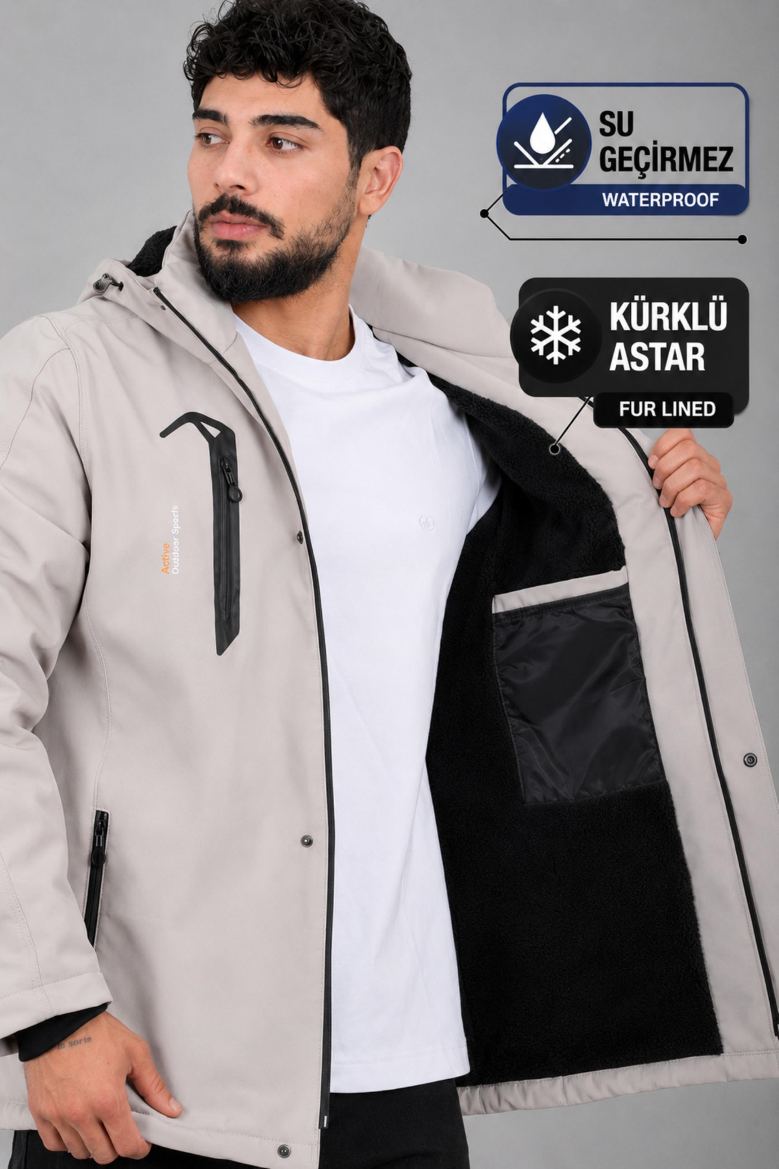 Su ve Rüzgar Geçirmez Outdoor Softshell Kışlık Mont PLDP 3014_50510