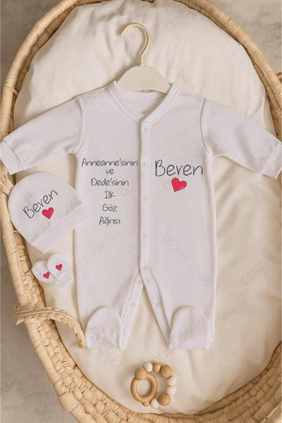 Anneannesinin ve Dedesinin İlk Göz Ağrısıyım Tulum Bere Eldiven Set