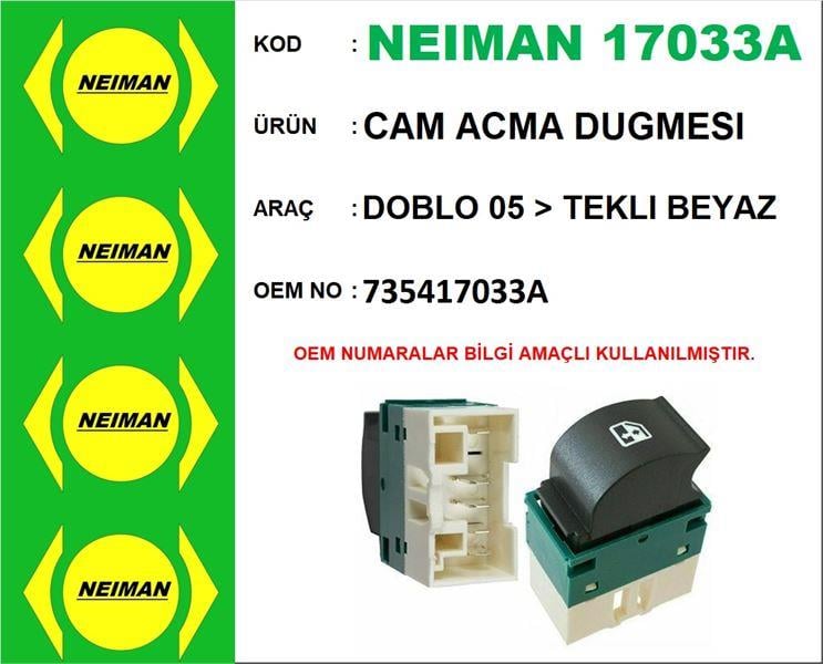 CAM ACMA DUGMESI DOBLO 05 > TEKLI BEYAZ