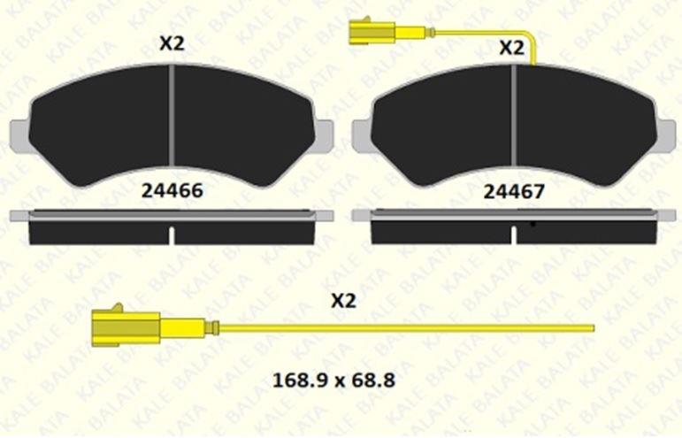 FREN BALATASI ÖN CITROEN JUMPER DUCATO BOXER MİNİBÜS/OTOBÜS PANELVAN/VANİ PLATFORM ŞASİ 24467 190 05 ANS KD20 2446719005ANSKD20