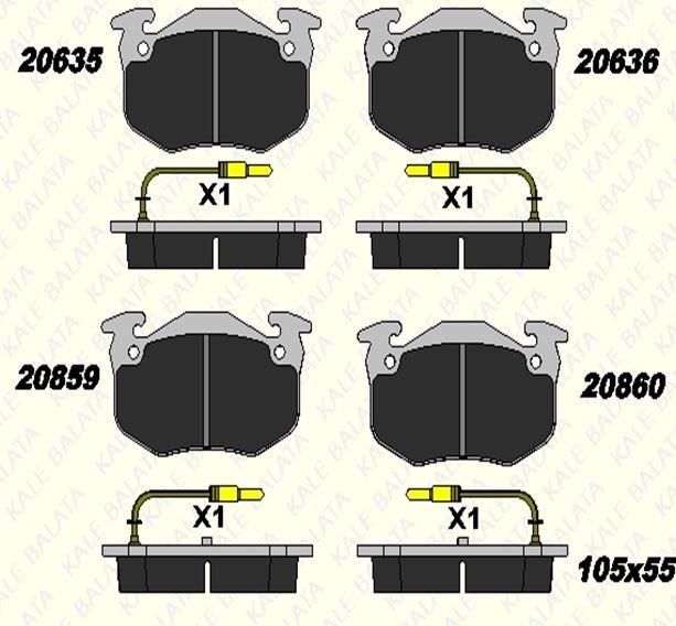 FREN BALATASI ÖN RENAULT CLİO - EXPRESS - R5 FİŞLİ 20635 180 05 ANS KD13
