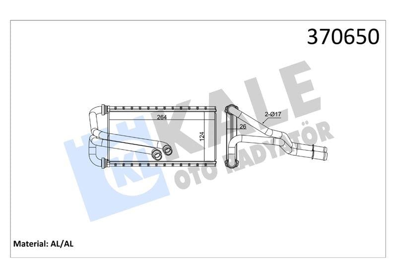 KALORİFER FORD FOCUS IV 20=> BORULU [BRAZING AL/AL] [124X264X26] KALORİFER RADYATÖRÜ AL/AL