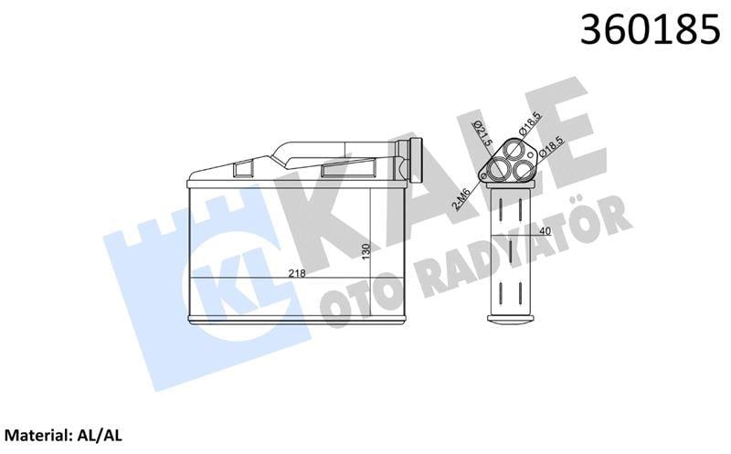 KALORİFER RADYATÖRÜ BMW 5 5 TOURING E39 520D/İ 523 İ 96<03 525İ/D 00<03 525TD/TDS 528İ 530İ/D 535İ M5 98<03 X5 E53 3.0D/İ 4.4İ 4.6/4.8İS 00<03 BORUSUZ BRAZING AL/AL130×218X40 AL/BRZ