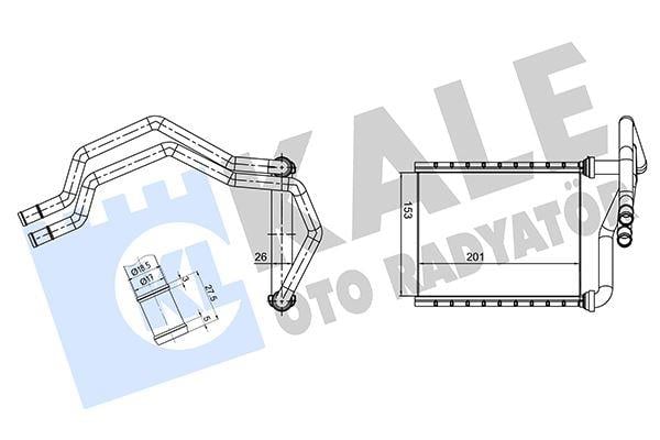 KALORİFER RADYATÖRÜ TOYOTA CAMRY XV40 06=> XV50 11=> - LEXUS ES / RX 10=> BORULU [BRAZING AL/AL] [153X201X26]