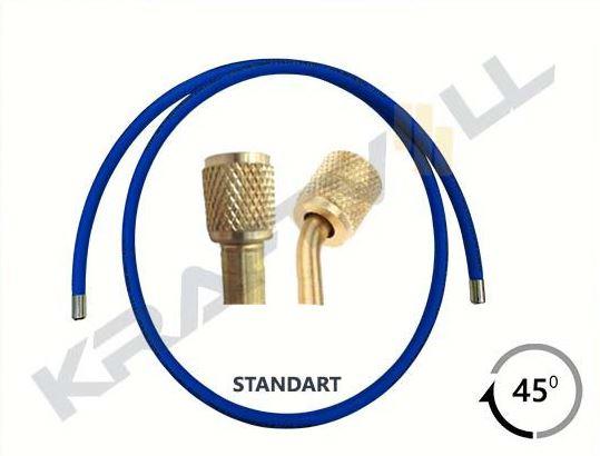 KLIMA GAZ BASMA HORTUMU  4000 MM F 1/4 X F 1/4  45° MAVI STANDART