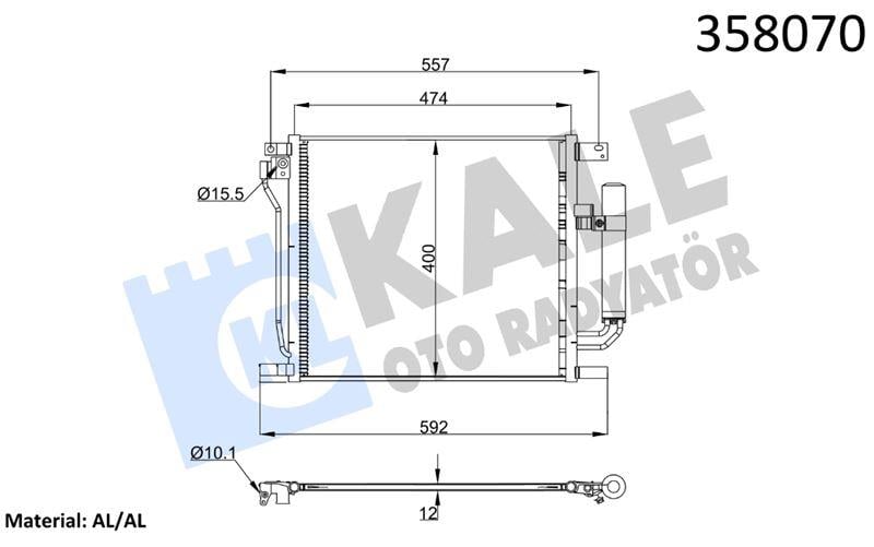 KLİMA RADYATÖRÜ NISSAN JUKE 10=> PULSAR 14=> 1.5DC I KURUTUCU İLE BRAZING AL/AL 458×400×12 AL/AL