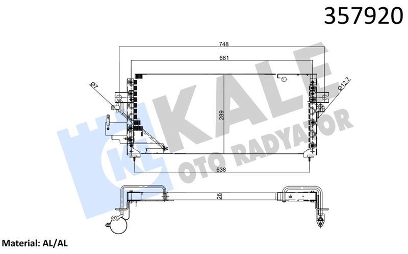 KLİMA RADYATÖRÜ NISSAN SUNNY III 1.3 1.4/1.6I 1.8/ 2.0GTI 1.7/2.0D 100NX 1.6 1.6SR 2.0GTI 91<95 KURUTUCUSUZ BRAZING AL/AL 638×289×26 AL/BRZ