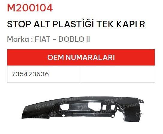 STOP ALT PLASTİĞİ SAĞ TEK KAPI DOBLO II