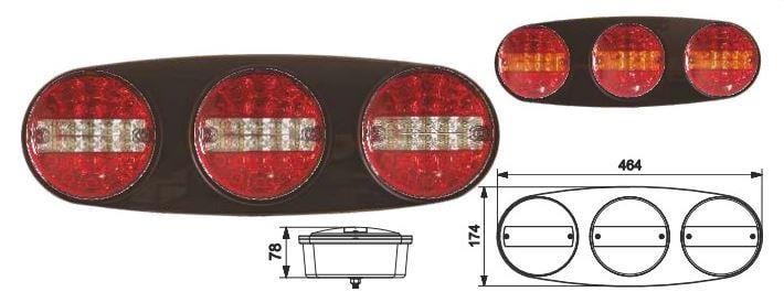 STOP LAMBASI TRIO LED SARI KIRMIZI BEYAZ